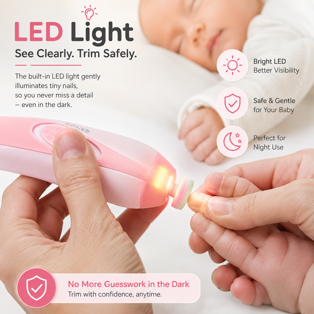 TinyTrim – Painless Electric Baby Nail Trimmer with LED