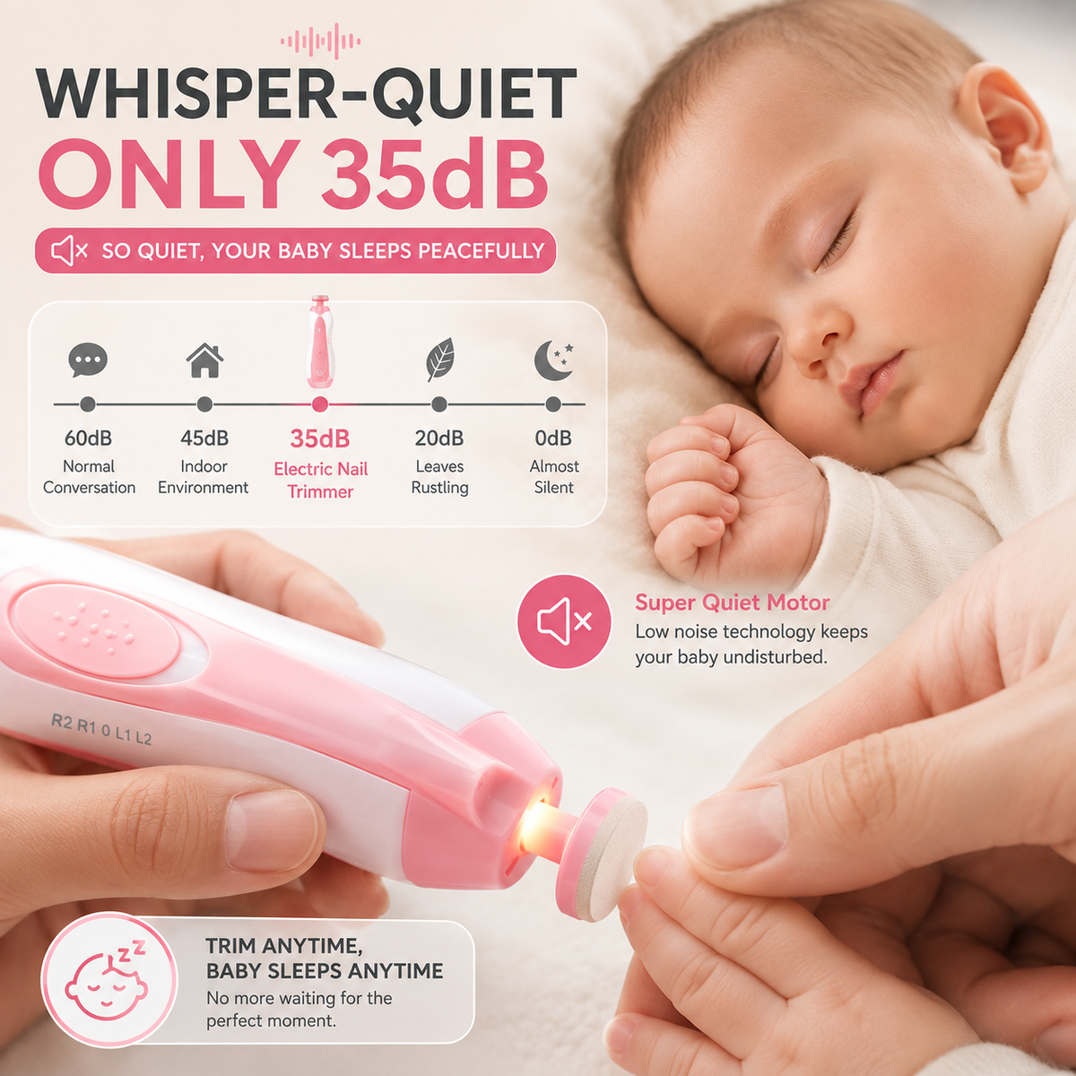 TinyTrim – Painless Electric Baby Nail Trimmer with LED