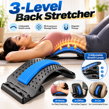 Magic 3-Level Back Stretcher | Adjustable Lumbar Support & Acupressure Massage