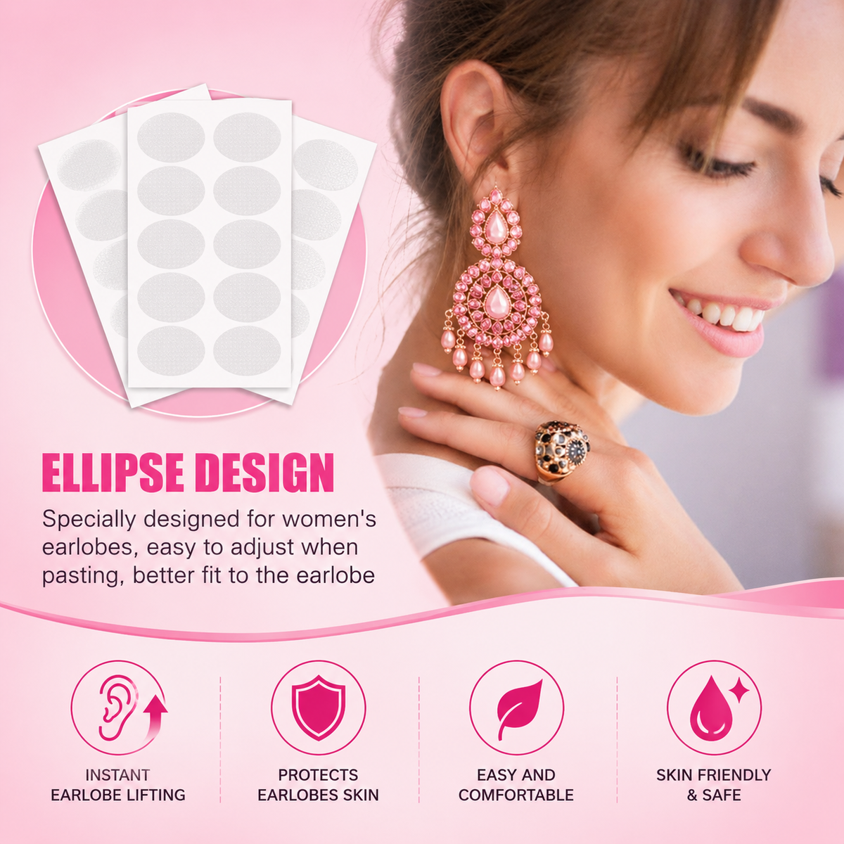 Premium Earlobe Support Patches (100 Pcs) | Invisible Lift & Support for Heavy Earrings
