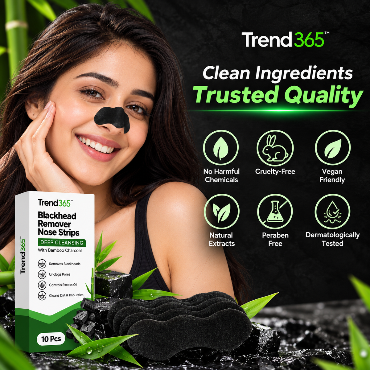 Deep Cleansing Blackhead Remover Nose Strips (Pack of 10 Pcs)