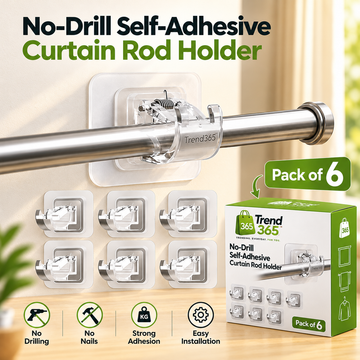 No-Drill Self-Adhesive Curtain Rod Holder (Pack Of 6)