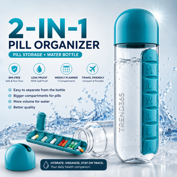 2-in-1 Pill Bottle | Water Bottle with Built-in Pill Organizer